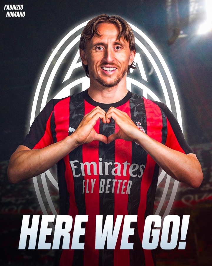 我们去！罗曼诺：39岁的莫德里克（Modric）自由加入AC米兰（AC Milan）